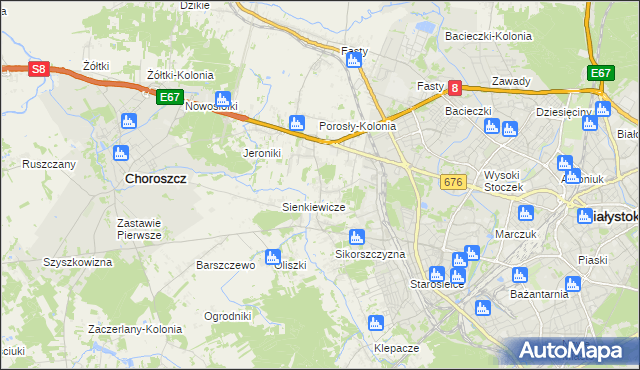 mapa Porosły, Porosły na mapie Targeo