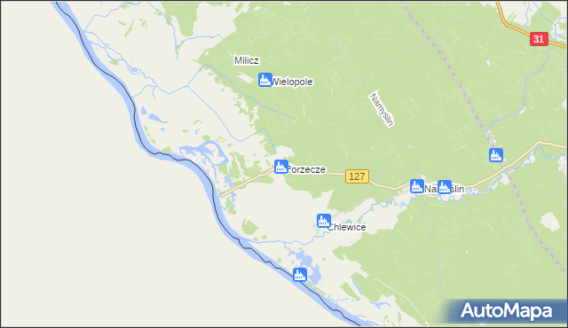 mapa Porzecze gmina Boleszkowice, Porzecze gmina Boleszkowice na mapie Targeo