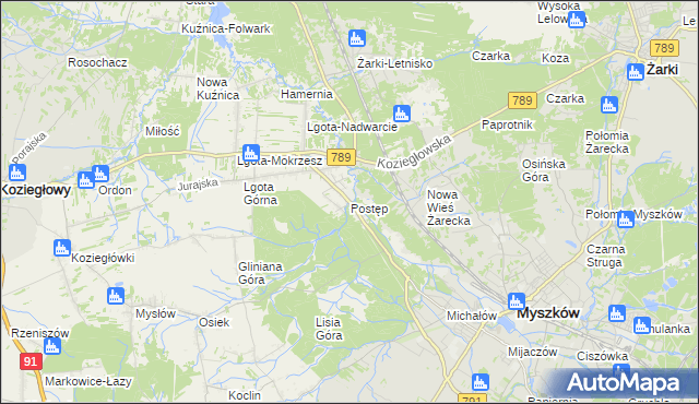 mapa Postęp, Postęp na mapie Targeo