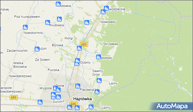 mapa Postołowo gmina Hajnówka, Postołowo gmina Hajnówka na mapie Targeo