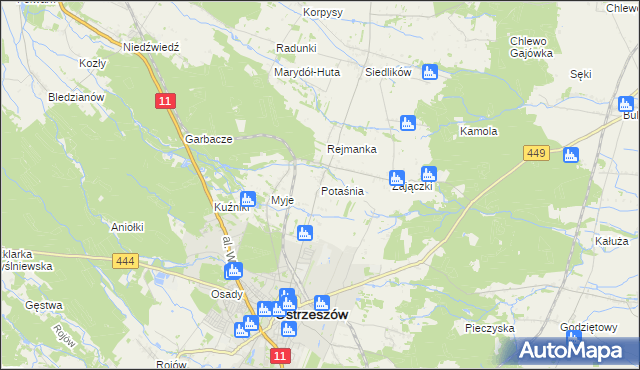 mapa Potaśnia gmina Ostrzeszów, Potaśnia gmina Ostrzeszów na mapie Targeo