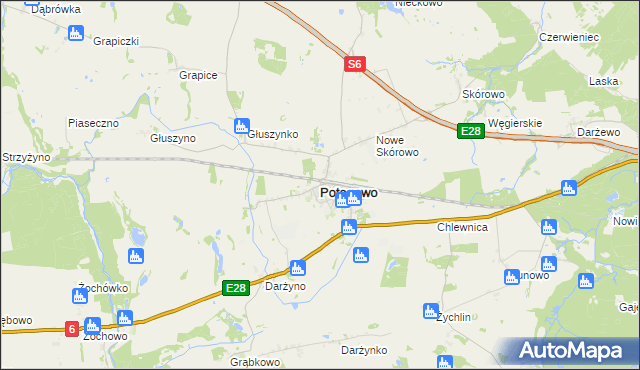mapa Potęgowo powiat słupski, Potęgowo powiat słupski na mapie Targeo