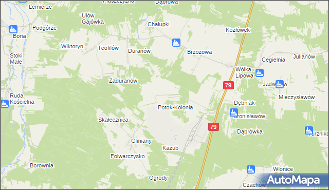 mapa Potok gmina Ożarów, Potok gmina Ożarów na mapie Targeo