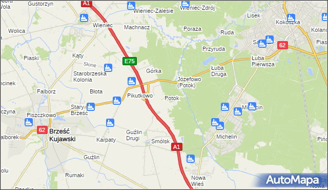 mapa Potok gmina Włocławek, Potok gmina Włocławek na mapie Targeo