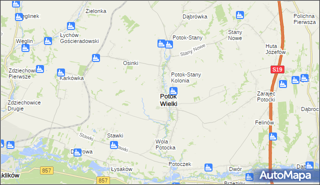 mapa Potok Wielki powiat janowski, Potok Wielki powiat janowski na mapie Targeo