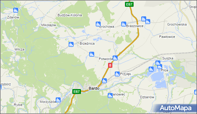 mapa Potworów gmina Bardo, Potworów gmina Bardo na mapie Targeo