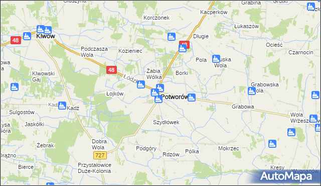 mapa Potworów powiat przysuski, Potworów powiat przysuski na mapie Targeo