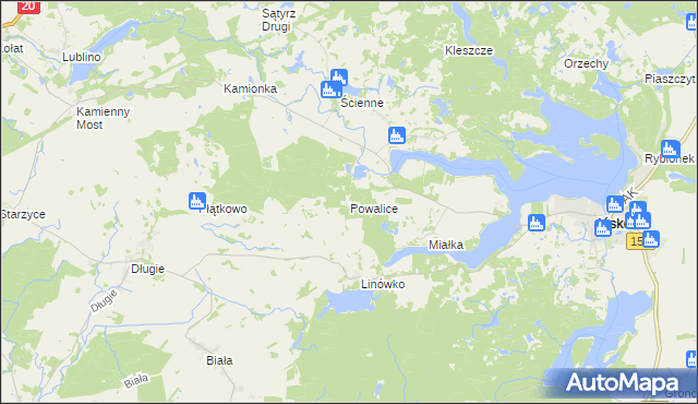 mapa Powalice gmina Ińsko, Powalice gmina Ińsko na mapie Targeo