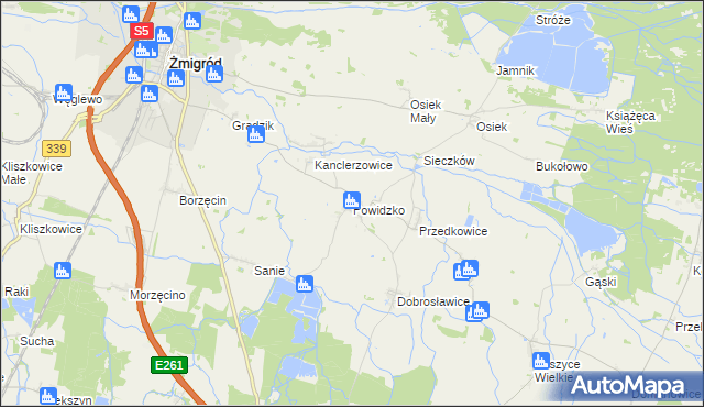 mapa Powidzko, Powidzko na mapie Targeo