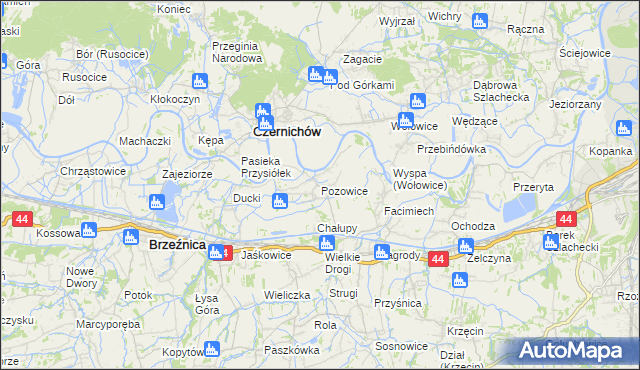 mapa Pozowice, Pozowice na mapie Targeo