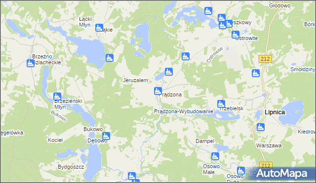 mapa Prądzona, Prądzona na mapie Targeo