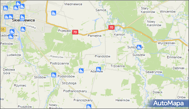 mapa Prandotów, Prandotów na mapie Targeo