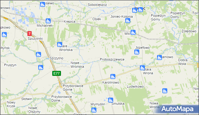 mapa Proboszczewice, Proboszczewice na mapie Targeo