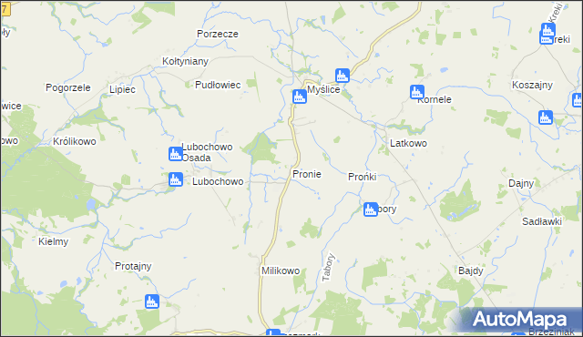 mapa Pronie, Pronie na mapie Targeo