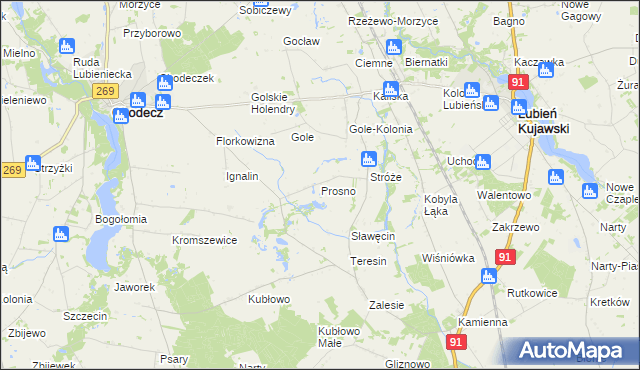 mapa Prosno gmina Chodecz, Prosno gmina Chodecz na mapie Targeo