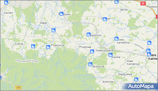 mapa Proszowa, Proszowa na mapie Targeo