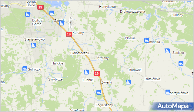 mapa Protasy, Protasy na mapie Targeo