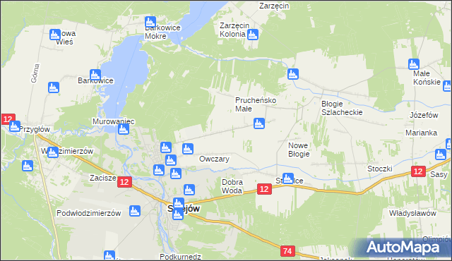 mapa Prucheńsko Duże, Prucheńsko Duże na mapie Targeo