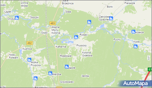 mapa Prusicko, Prusicko na mapie Targeo