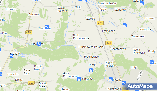 mapa Prusinowice-Parcela, Prusinowice-Parcela na mapie Targeo