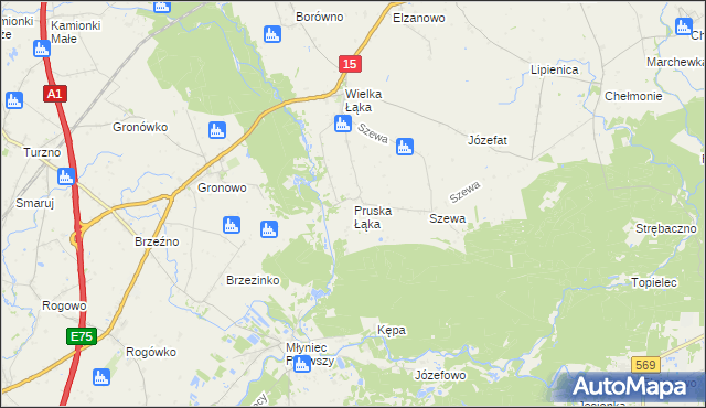 mapa Pruska Łąka, Pruska Łąka na mapie Targeo