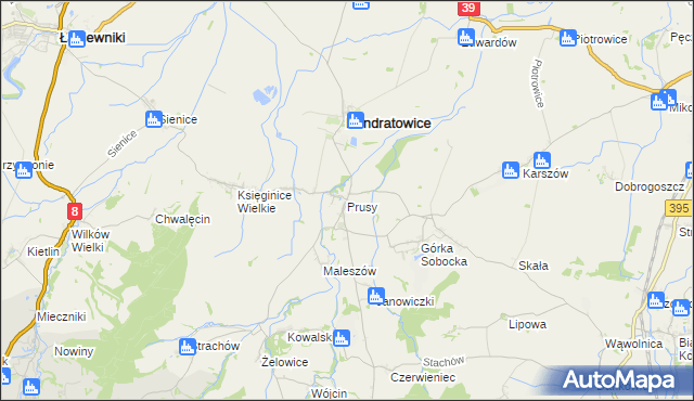 mapa Prusy gmina Kondratowice, Prusy gmina Kondratowice na mapie Targeo