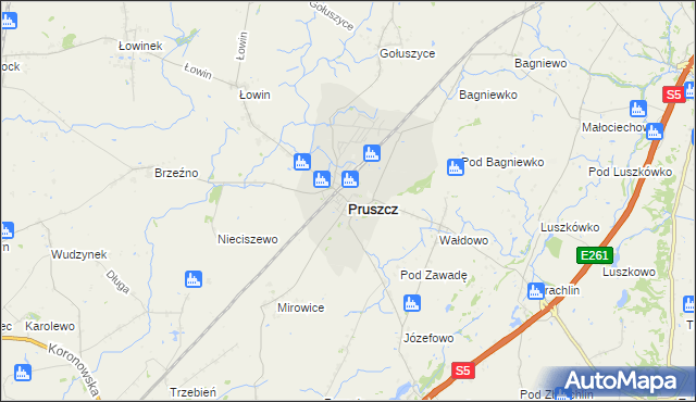 mapa Pruszcz powiat świecki, Pruszcz powiat świecki na mapie Targeo