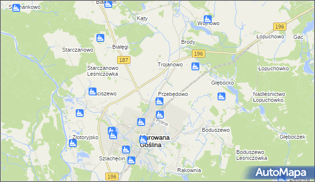 mapa Przebędowo gmina Murowana Goślina, Przebędowo gmina Murowana Goślina na mapie Targeo