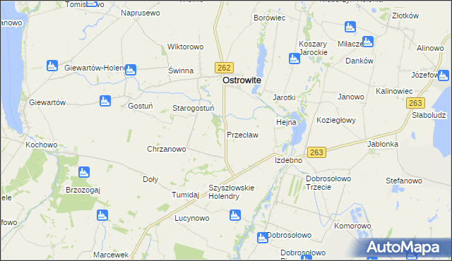 mapa Przecław gmina Ostrowite, Przecław gmina Ostrowite na mapie Targeo