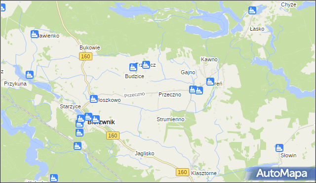 mapa Przeczno gmina Bierzwnik, Przeczno gmina Bierzwnik na mapie Targeo