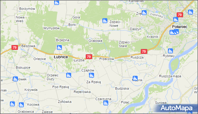 mapa Przeczów gmina Łubnice, Przeczów gmina Łubnice na mapie Targeo