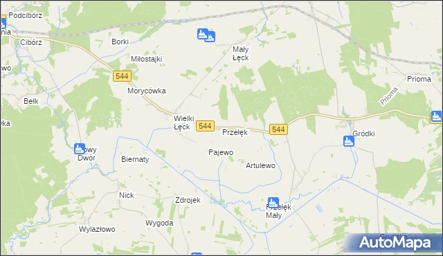 mapa Przełęk gmina Płośnica, Przełęk gmina Płośnica na mapie Targeo