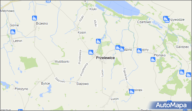 mapa Przelewice powiat pyrzycki, Przelewice powiat pyrzycki na mapie Targeo