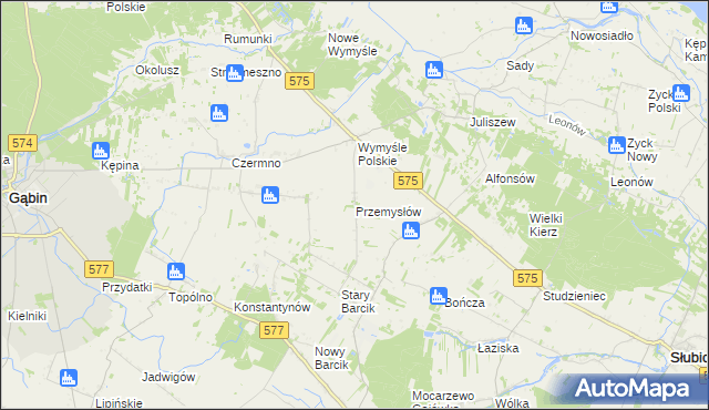 mapa Przemysłów gmina Gąbin, Przemysłów gmina Gąbin na mapie Targeo