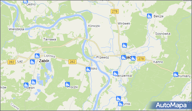 mapa Przewóz gmina Bojadła, Przewóz gmina Bojadła na mapie Targeo