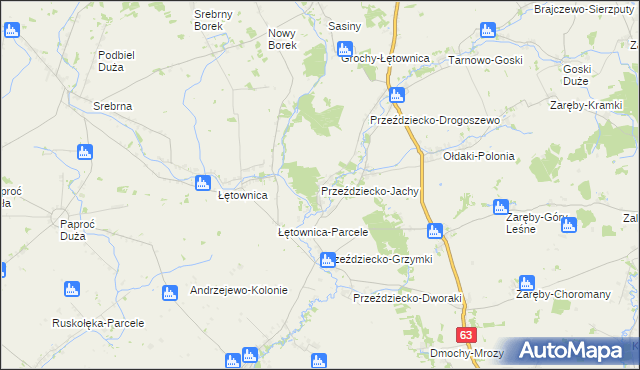 mapa Przeździecko-Jachy, Przeździecko-Jachy na mapie Targeo