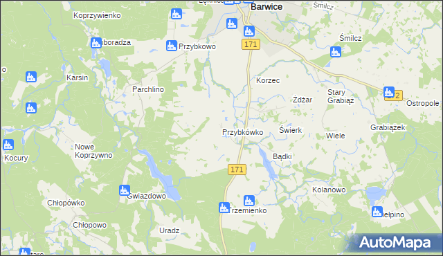 mapa Przybkówko, Przybkówko na mapie Targeo