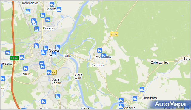 mapa Przyborów gmina Nowa Sól, Przyborów gmina Nowa Sól na mapie Targeo