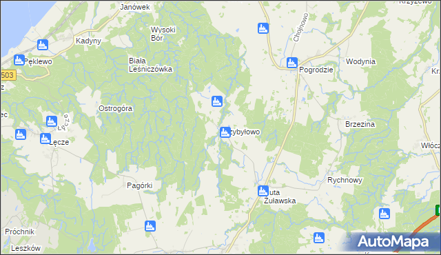 mapa Przybyłowo gmina Tolkmicko, Przybyłowo gmina Tolkmicko na mapie Targeo