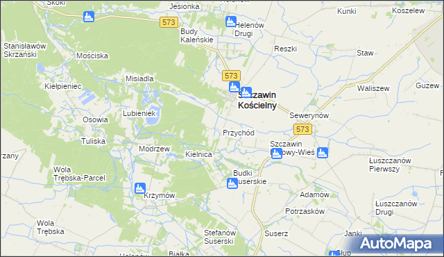 mapa Przychód gmina Szczawin Kościelny, Przychód gmina Szczawin Kościelny na mapie Targeo