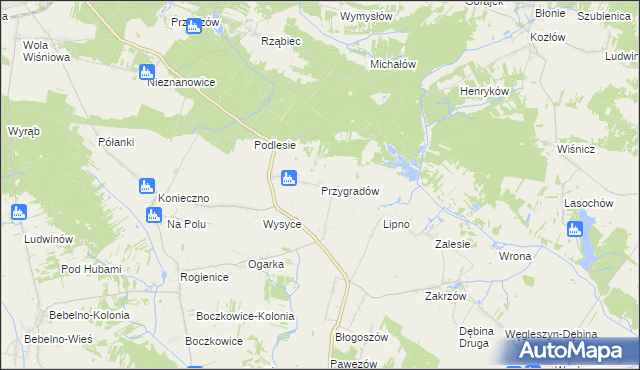 mapa Przygradów, Przygradów na mapie Targeo