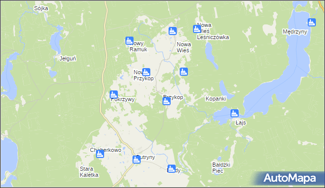 mapa Przykop gmina Purda, Przykop gmina Purda na mapie Targeo