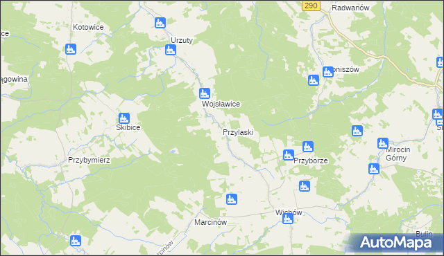 mapa Przylaski gmina Brzeźnica, Przylaski gmina Brzeźnica na mapie Targeo