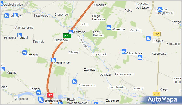 mapa Przyłęczek, Przyłęczek na mapie Targeo