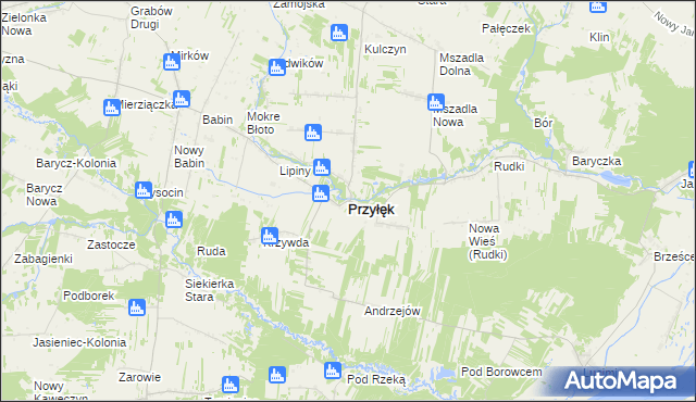 mapa Przyłęk powiat zwoleński, Przyłęk powiat zwoleński na mapie Targeo