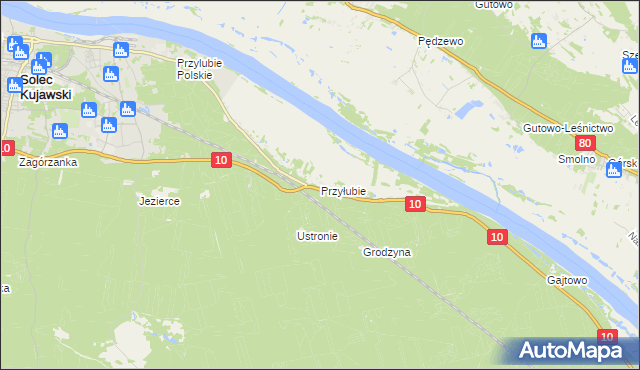 mapa Przyłubie gmina Solec Kujawski, Przyłubie gmina Solec Kujawski na mapie Targeo