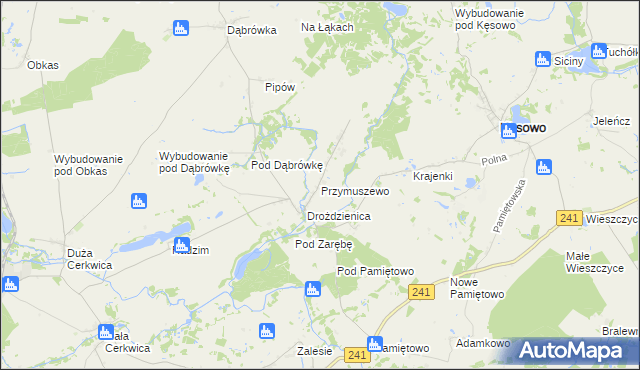 mapa Przymuszewo gmina Kęsowo, Przymuszewo gmina Kęsowo na mapie Targeo