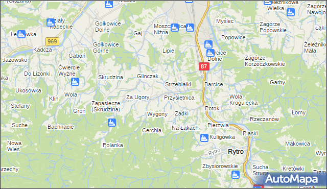 mapa Przysietnica gmina Stary Sącz, Przysietnica gmina Stary Sącz na mapie Targeo