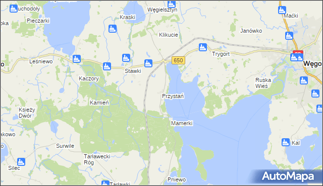 mapa Przystań gmina Węgorzewo, Przystań gmina Węgorzewo na mapie Targeo