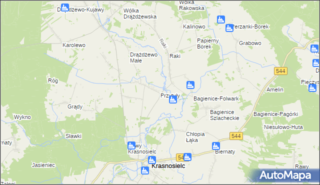 mapa Przytuły gmina Krasnosielc, Przytuły gmina Krasnosielc na mapie Targeo
